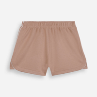 Short esportivo juvenil de moletom com nervuras bege