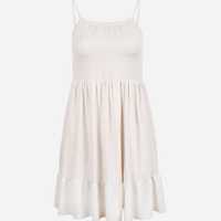 Vestido alça fina juvenil com lurex bege