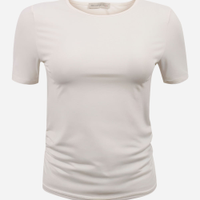 Camiseta juvenil malha franzido lateral off white