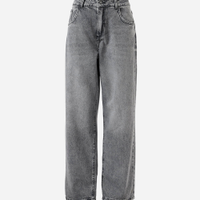 Calça juvenil wide leg jeans cinza