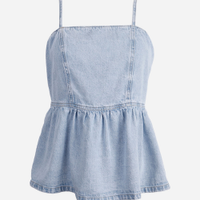 Bata juvenil jeans decote quadrado - jeans claro