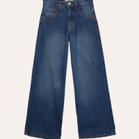Calça jeans wide leg juvenil azul