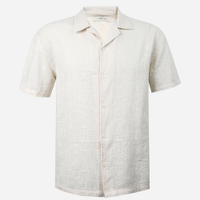 Camisa oversized juvenil de algodão manga curta bordada bege