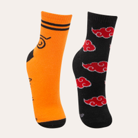 Kit de 2 pares de meias cano médio naruto multicor