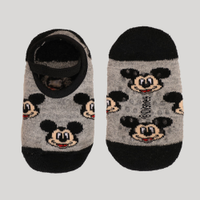 Meia Infantil Sapatilha Mickey Mouse Antiderrapante Cinza Mescla