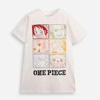 Camiseta de algodão juvenil manga curta one piece off white
