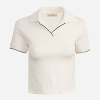 Polo de algodão juvenil manga curta bicolor off white