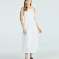 Vestido halterneck feminino de algodão texturizado off white