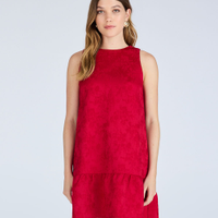 Vestido curto feminino de jacquard com recorte texturizado vermelho