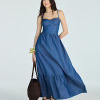 Vestido corset feminino jeans azul