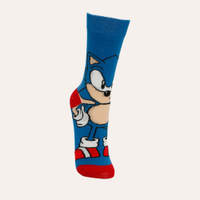 Meia infantil cano alto estampada sonic azul