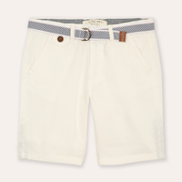 Bermuda infantil de sarja com cinto kaki - branco