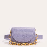 Cinto fino croco com pochete lilás