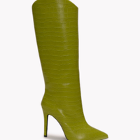 Bota cano alto bico fino croco mindset verde claro