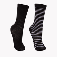 Kit 2 pares de meias infantis 3/4 listrada preta