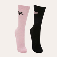 Kit de 2 pares de meias cano alto brilho estrela coração multicor