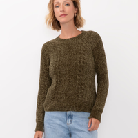 Suéter de tricot chenille texturizado - verde escuro