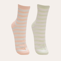 Kit de 2 pares de meias cano médio listrada com tule multicor