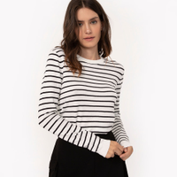 Suéter de tricot básico listrado - off white