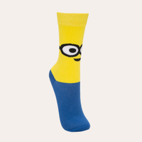 Meia cano alto divertida minions amarelo