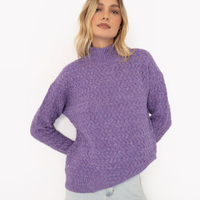Suéter tricot gola alta lilás