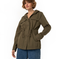 Jaqueta parka de sarja com bolsos - verde militar