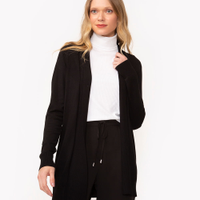 Cardigan de tricô detalhe canelado bordô - preto
