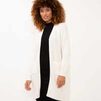 Cardigan de tricô chenille com bolsos off white