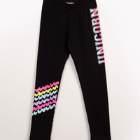 Calça legging infantil unicórnio corações preto