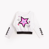 Blusa infantil de algodão com paetê manga longa off white