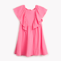 Vestido infantil evasê manga godê rosa