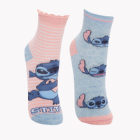 Kit de 2 pares infantil de meias cano médio stitch colorido