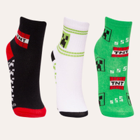 Kit de 3 pares de meias infantis minecraft cano baixo colorido