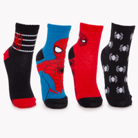 Kit de 4 pares de meias infantis spider man cano médio colorido
