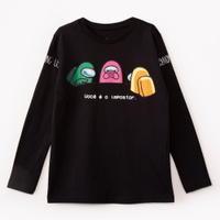 Camiseta infantil among us manga longa preto
