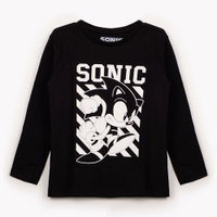 Camiseta de algodão sonic manga longa preto