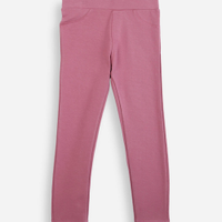 Calça legging infantil de algodão felpado rosa