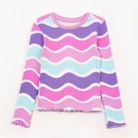 Blusa infantil de algodão listras manga longa colorida