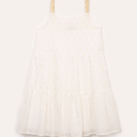 Vestido de algodão infantil com brilho alça trançada off white