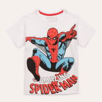 Camiseta de algodão infantil homem aranha manga curta branca