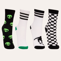Kit de 4 pares de meias cano alto skate e ets colorido
