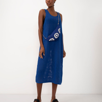 Vestido midi de tricot ateliê mão de mãe azul