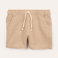 Short infantil com elástico e bolsos bege
