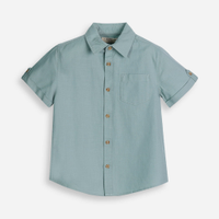 Camisa de algodão infantil manga curta com bolso verde