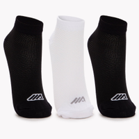 Kit de 3 pares de meias respiráveis cano baixo preto
