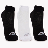 Kit de 3 pares de meias respiráveis cano baixo preto