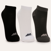 Kit de 3 pares de meias respiráveis cano baixo preto