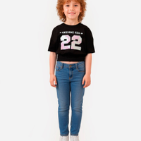 Blusa infantil de algodão paetê dupla face preta