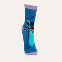 Meia cano longo stitch azul médio