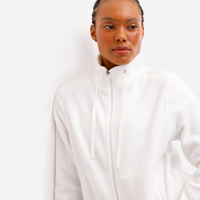 Jaqueta de fleece gola alta esportiva branco